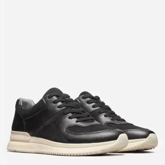 EVERLANE O By Everlane The Leather Trainer Sneaker Women Shoes Black Sz7 - Picture 2 of 12